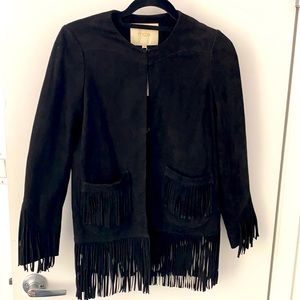 MAJE NWT fringe suede leather jacket. Size 2/4/36